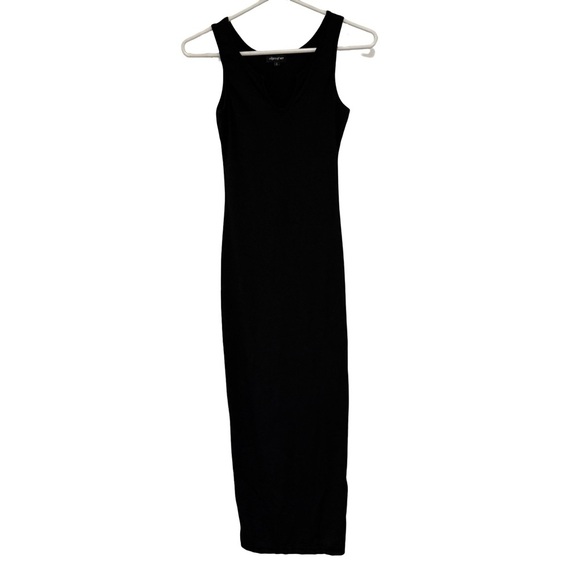 Ribbed Notch Neck Bodycon Maxi Dress Black XSmall - Picture 4 of 10